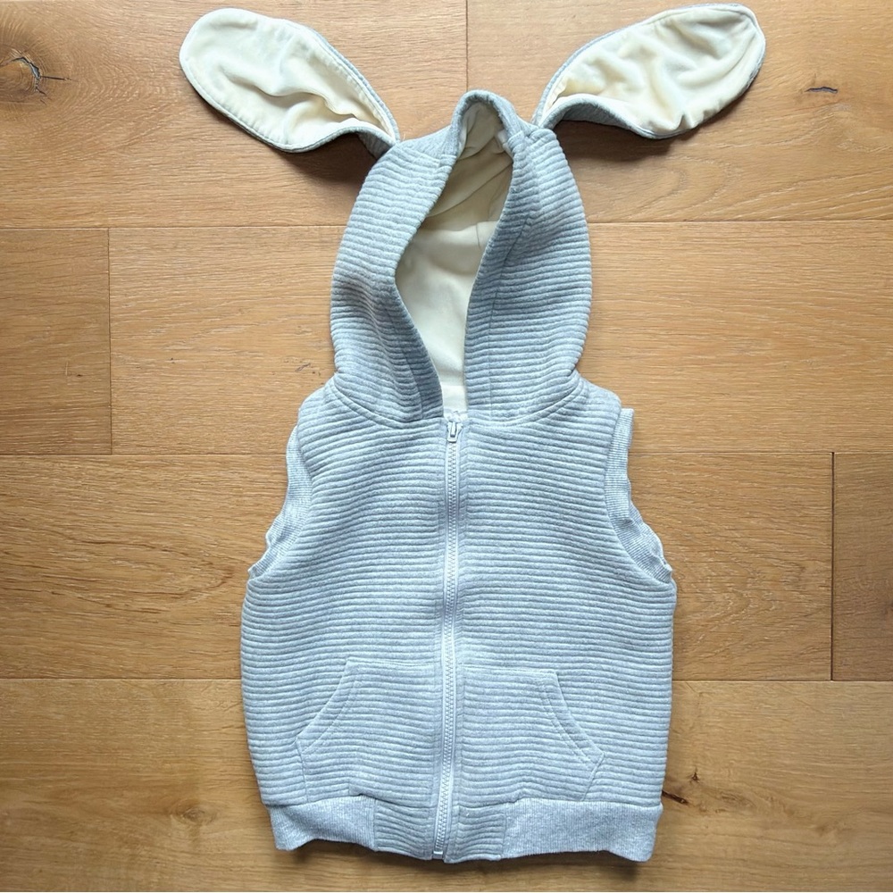 Leighton Alexander Easter Bunny Vest Gray Hooded with Ears Medium